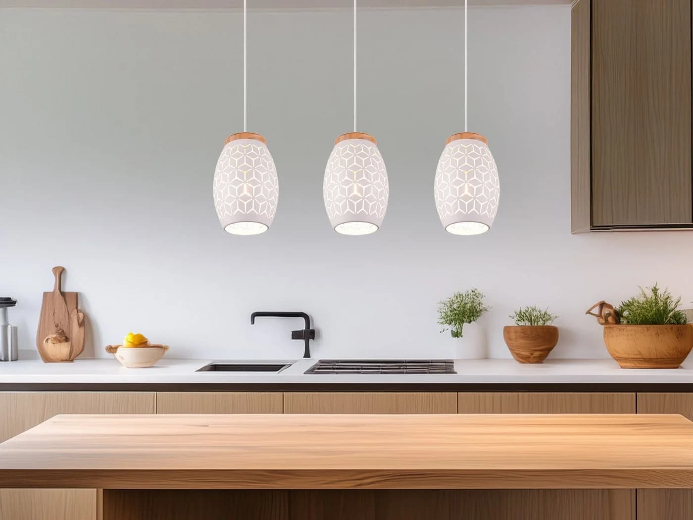 Reality Leuchten LED Pendelleuchte Dimmfunktion Dreiflammig Weiß