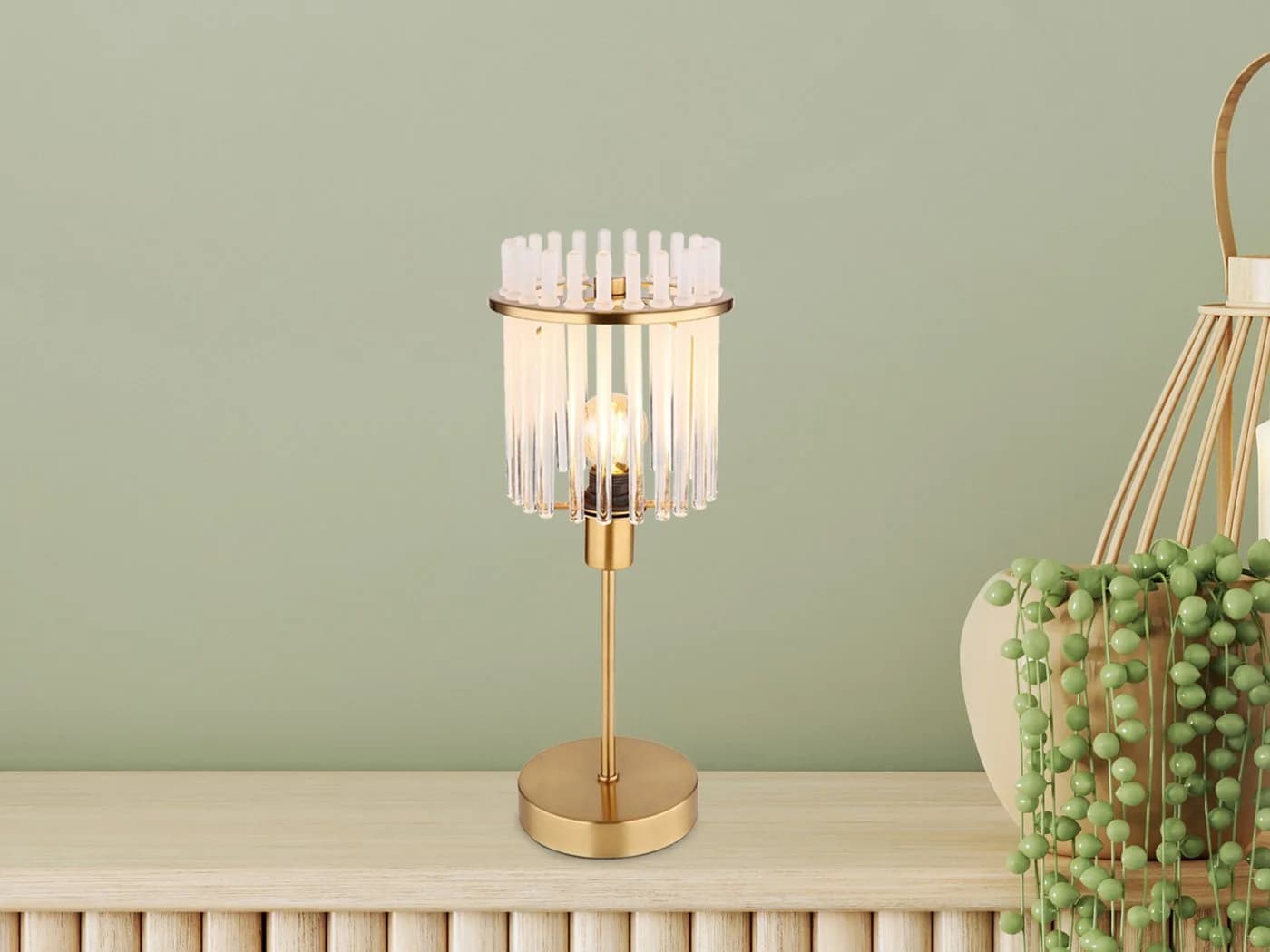 GLOBO LIGHTING LED Nachttischlampe Retro Gold Glas Dimmbar