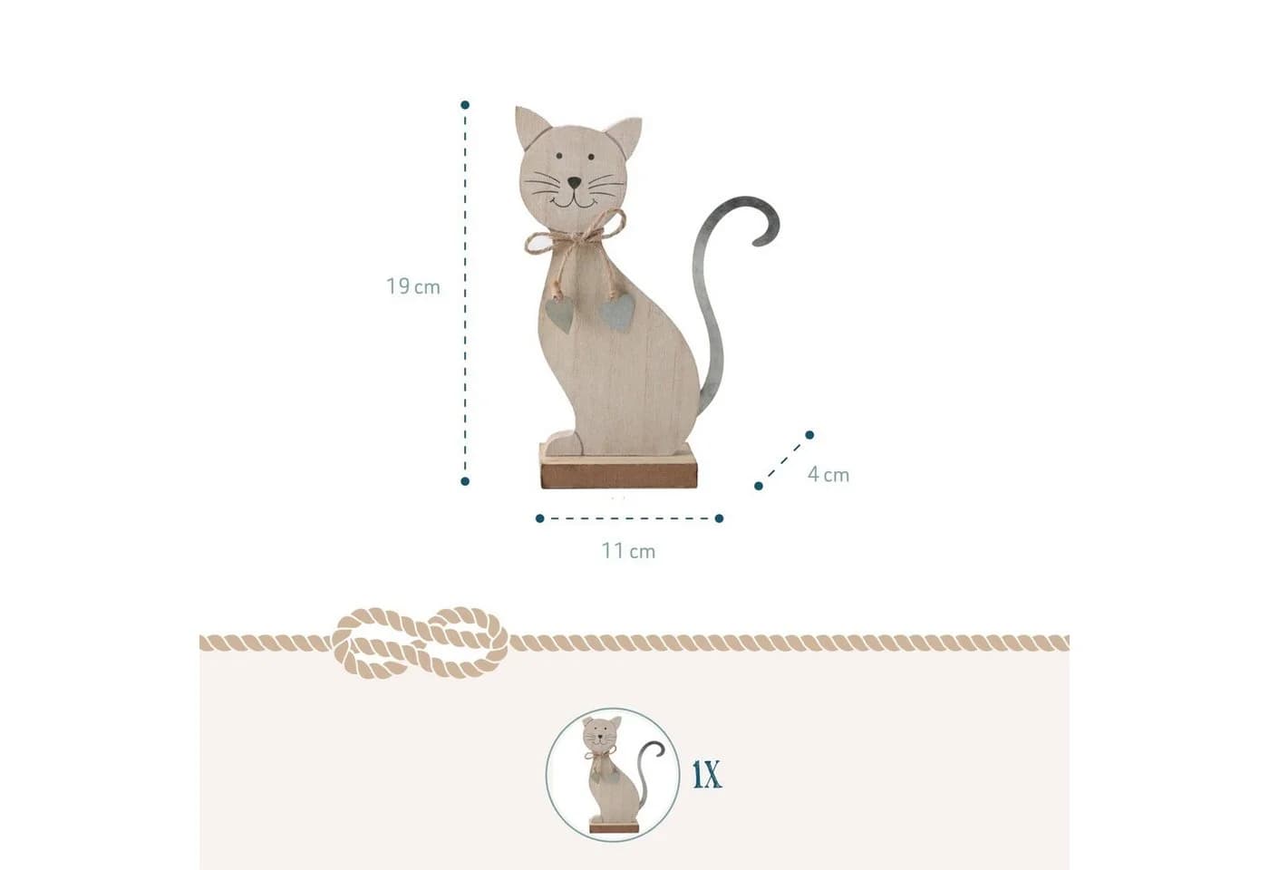 Logbuch-Verlag Dekofigur Katze Holz Metall Braun Silber