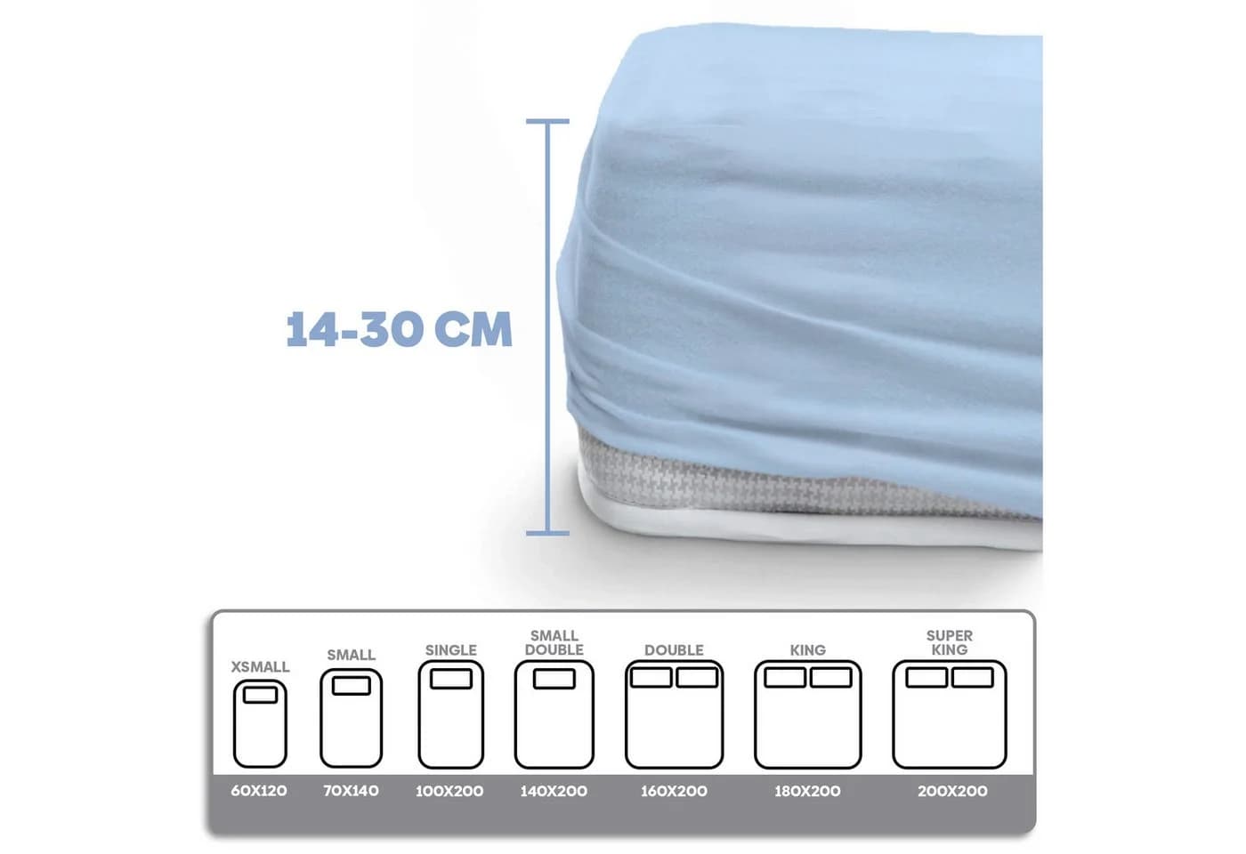 Eve Textile Spannbettlaken 2er Pack Hellblau 100% Baumwolle Jersey