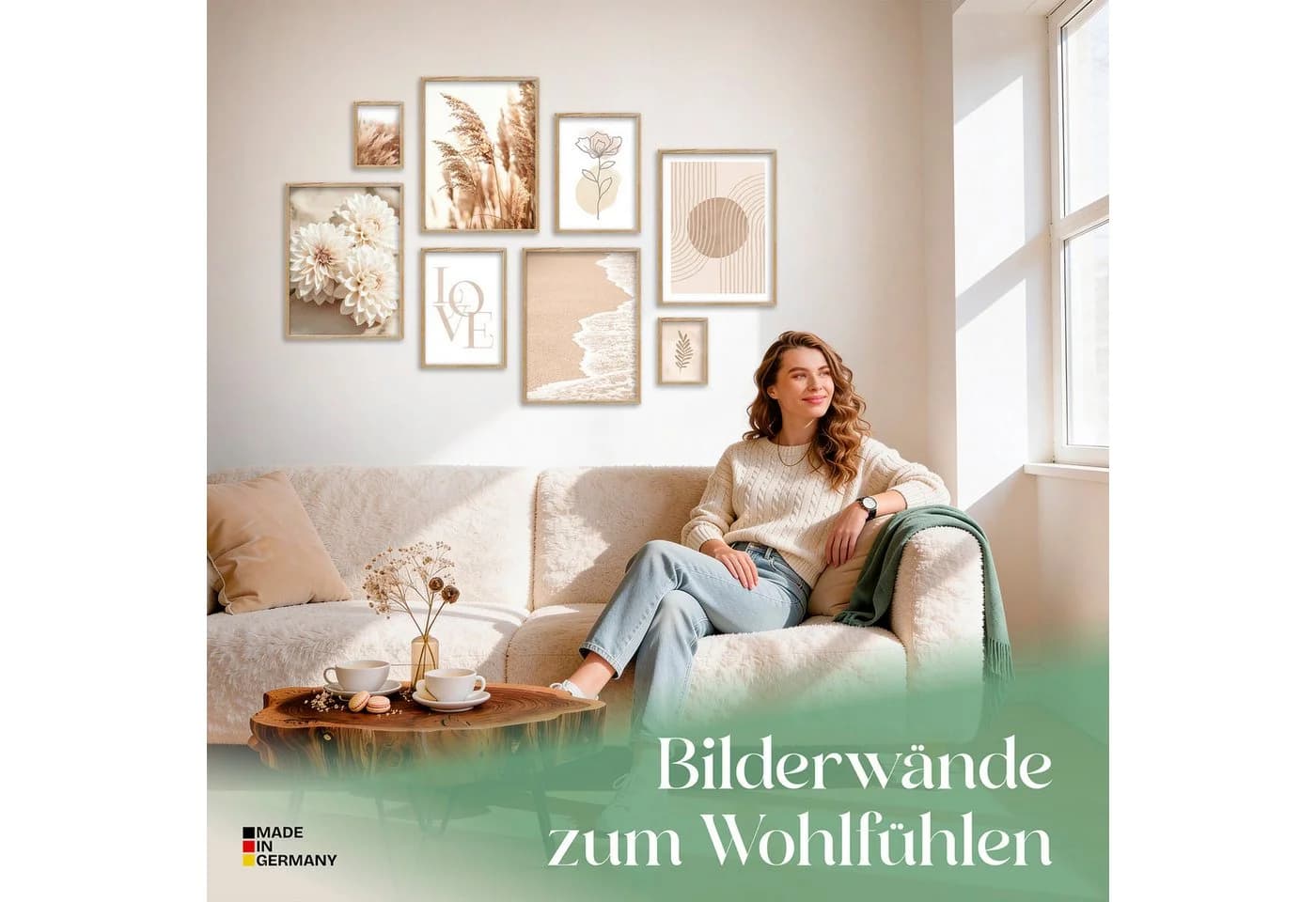ARTFAVES Bilder-Collage Poster Set Beige Softness 8-tlg. Wandbilder Modern