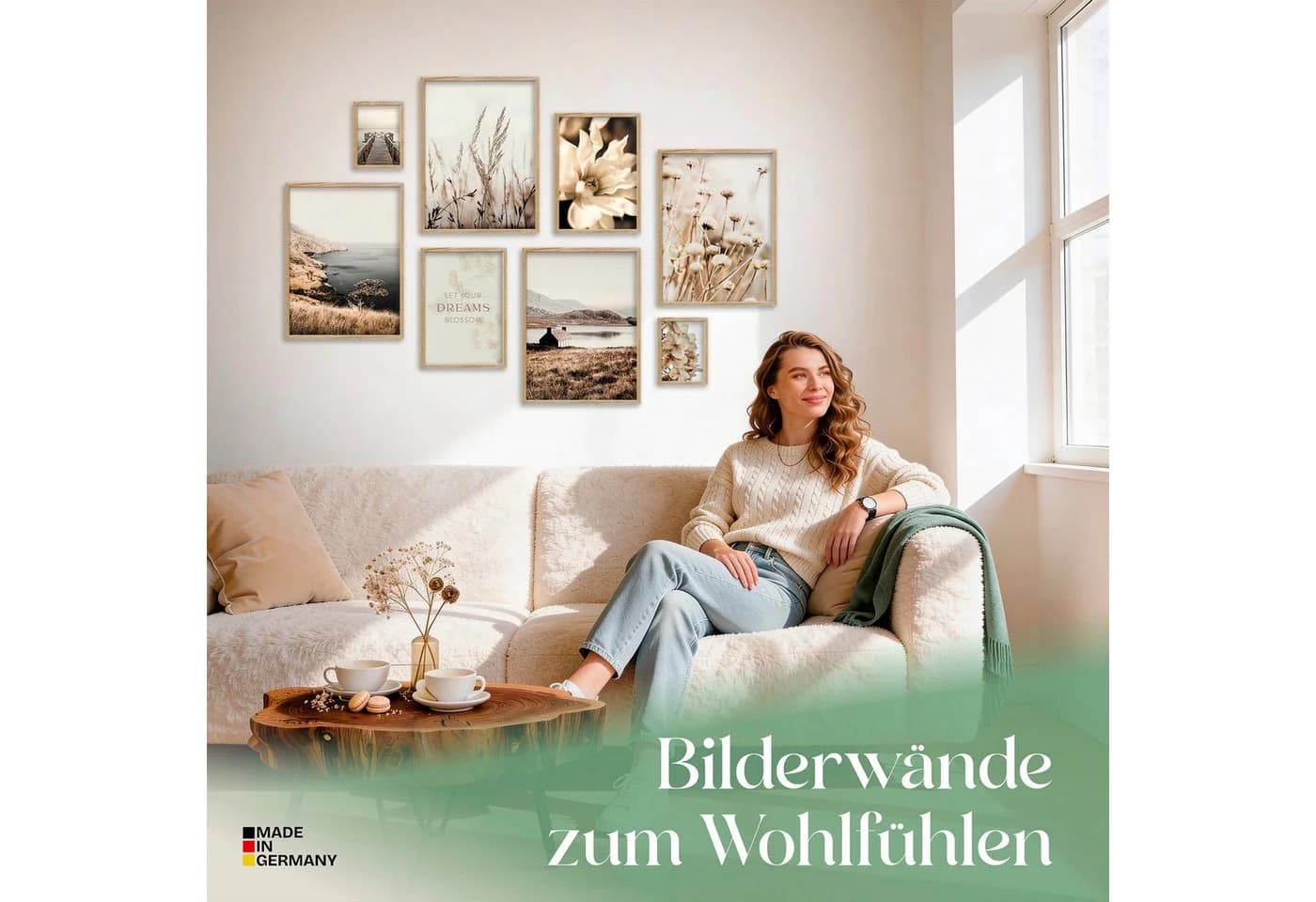 ARTFAVES Bilder-Collage Poster Set Beige Vintage Nature 8-teilig