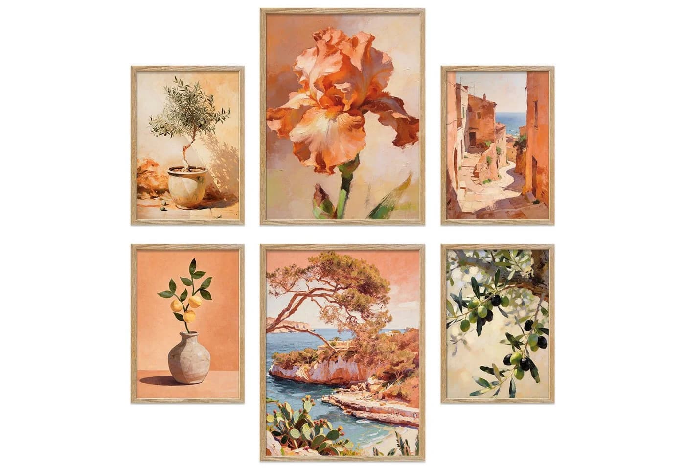 ARTFAVES Poster Set Abstract Spain 6-teilig Beige/Braun/Grün