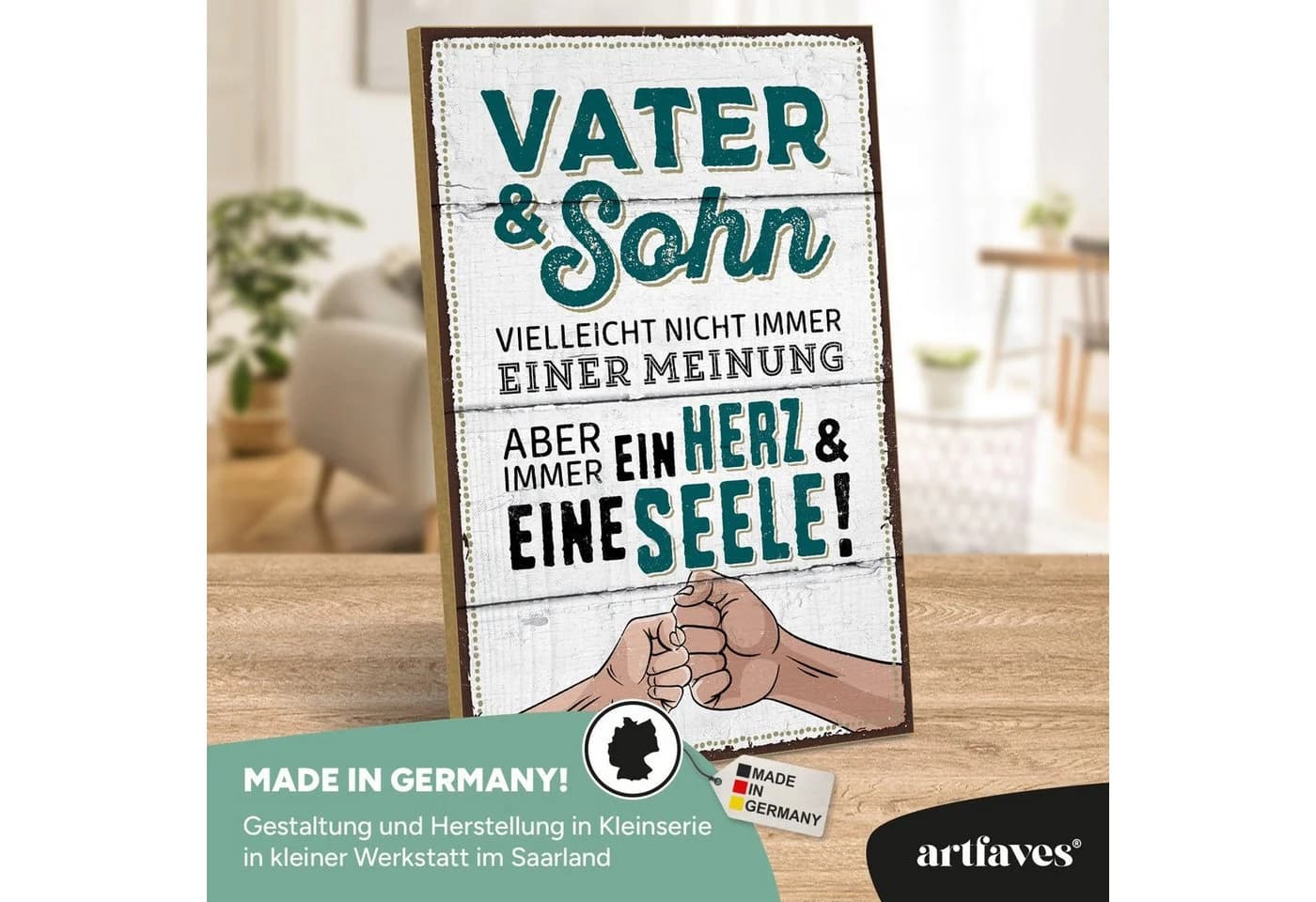 ARTFAVES Holzbild Spruch VATER & SOHN Dekoschild