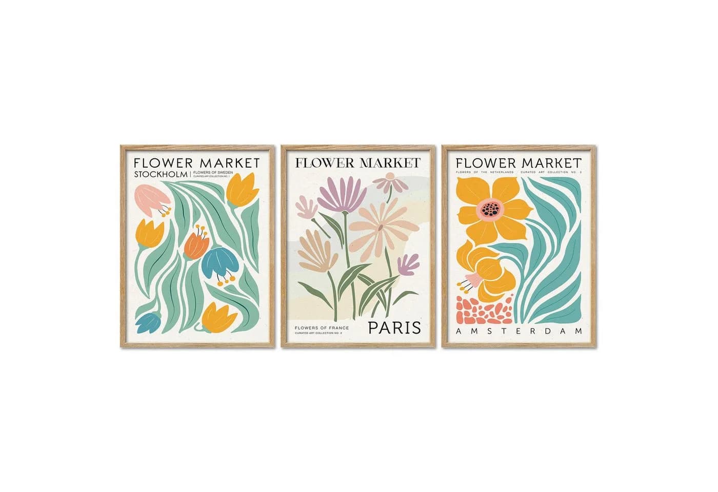 ARTFAVES Poster Set Flower Market Trio 1 Bunt Modern 3-teilig