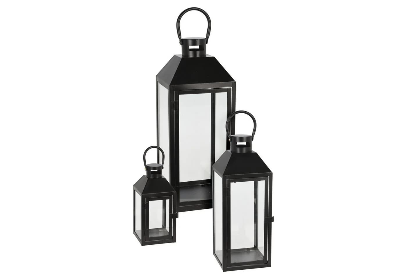 Mojawo 3er Gartenlaternen Metall Windlicht Schwarz