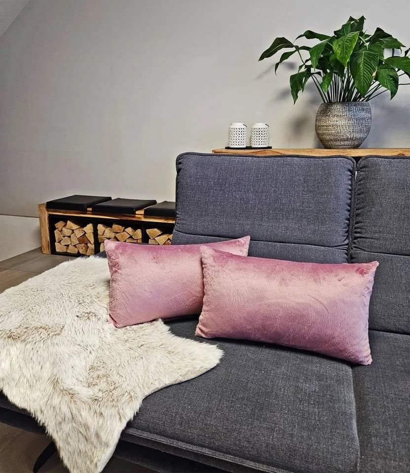 JACK Kissenhülle 2er Set Teddy Flausch Rosa Microfaser