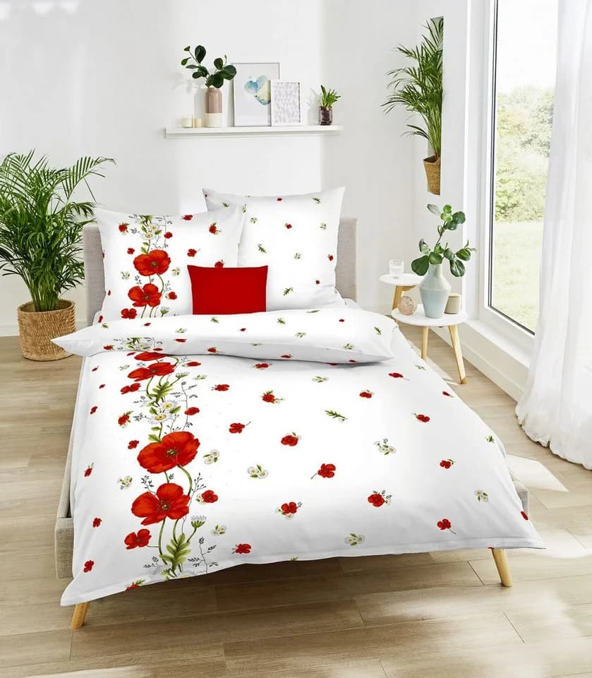 JACK by Kaeppel Bettwäsche 135x200 Red Poppy Mohnblumen Renforcé