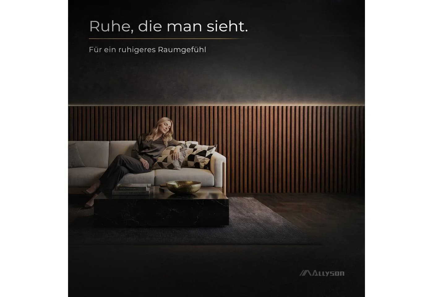 Allyson Akustikpaneel 3D-Lamellen Wanddekoration Braun Holzoptik 4er-Set