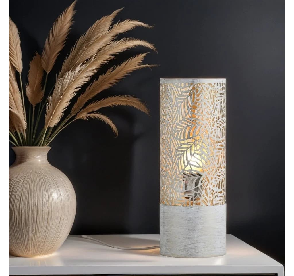 Marrakesch Orient & Mediterran Interior Nachttischlampe Boho Deko Tischlampe Verdure Klein Weiss, E27
