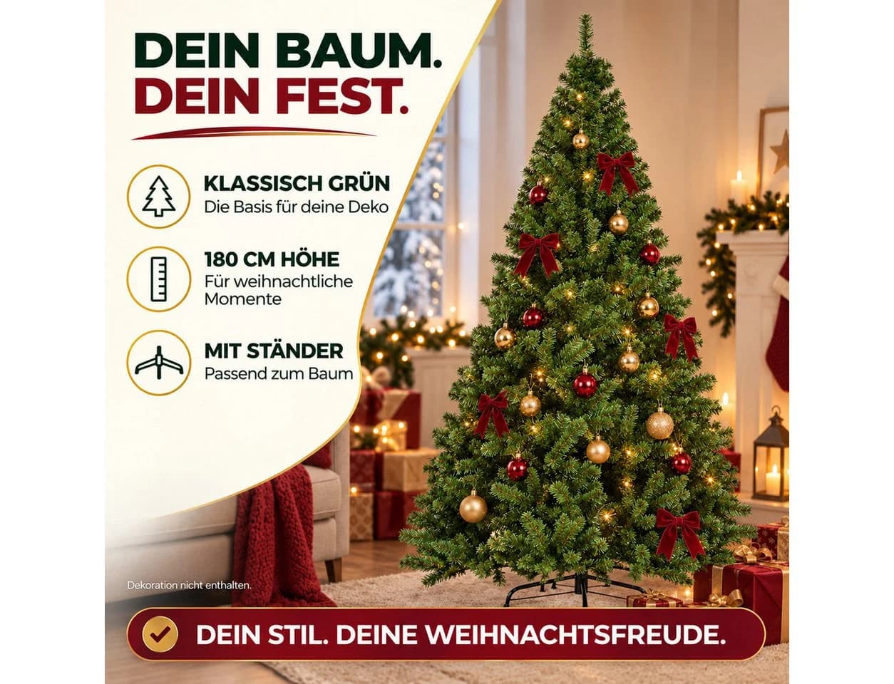 TK Gruppe Künstlicher Weihnachtsbaum 180 cm Naturgetreu