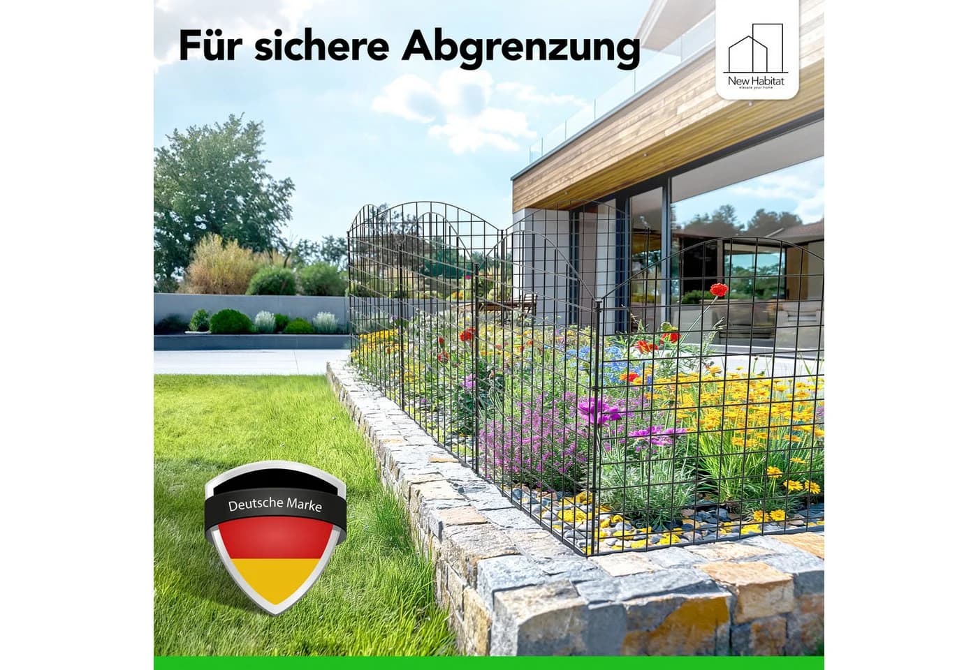 NewHabitat Teichzaun Steckzaun Anthrazit Metall