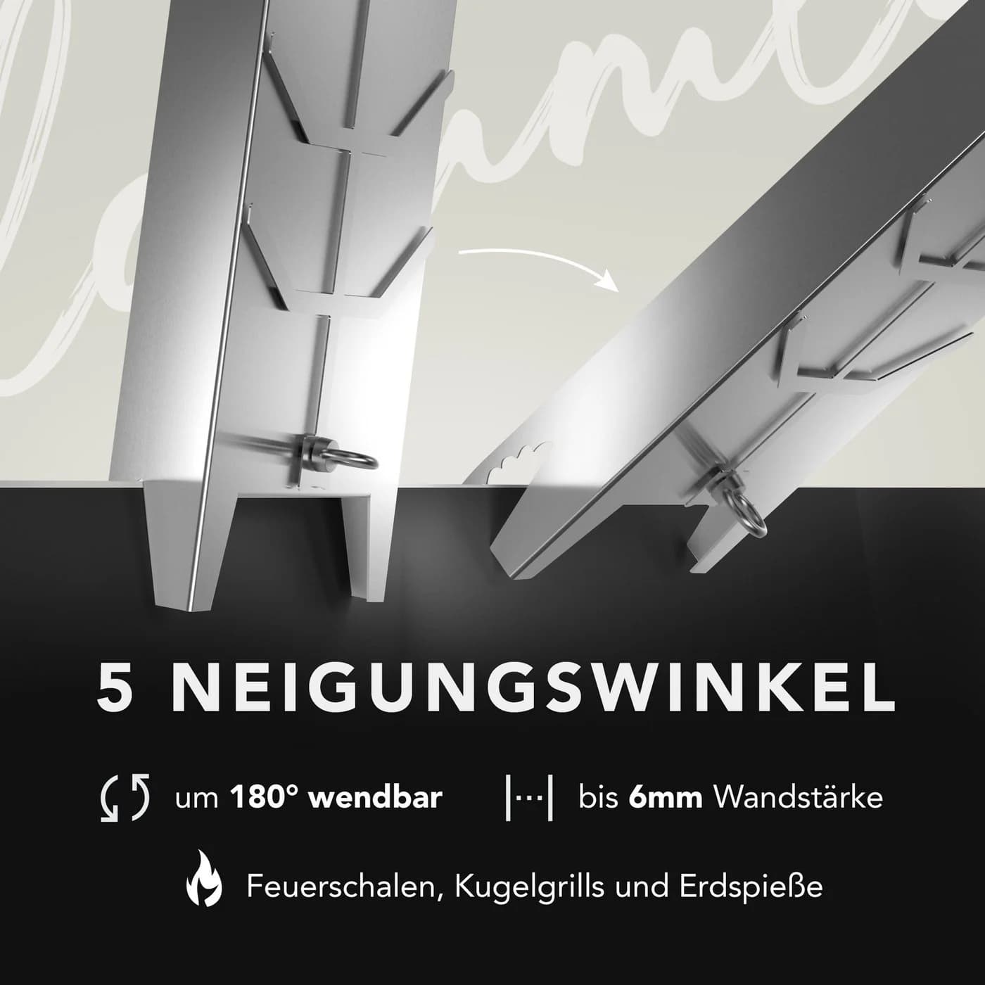 NewHabitat Flammlachsbrett Edelstahl 59cm mit 5 Neigungswinkeln