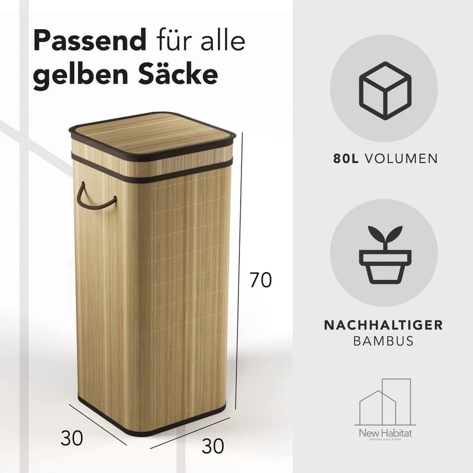NewHabitat Müllsackständer Bambus 80L geruchsdicht