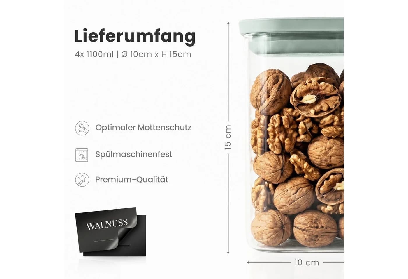 Lemontree Vorratsglas Set luftdicht mit Deckel und Etiketten