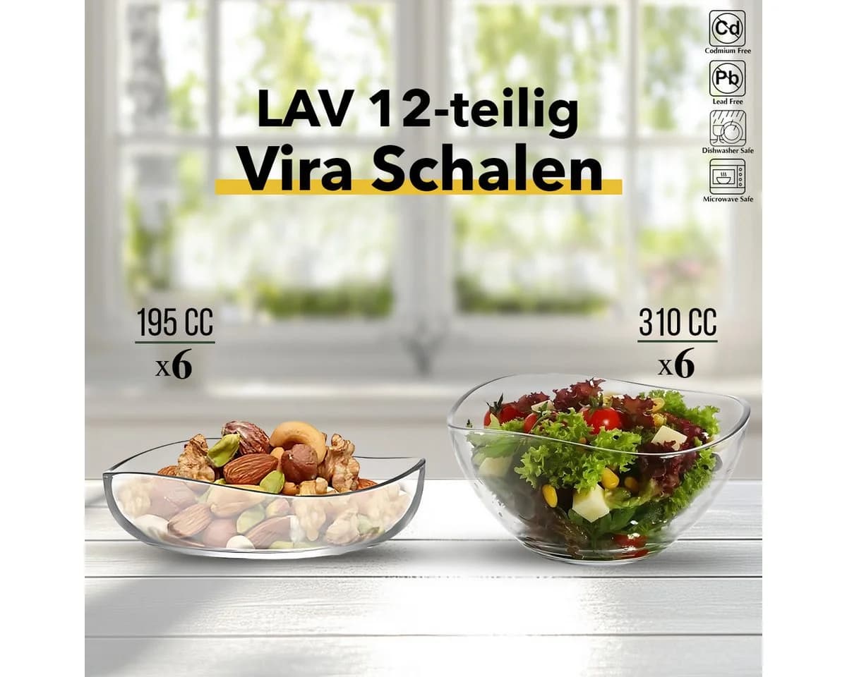 LAV Schalen Set 12-teilig Glas Transparent Spülmaschinengeeignet