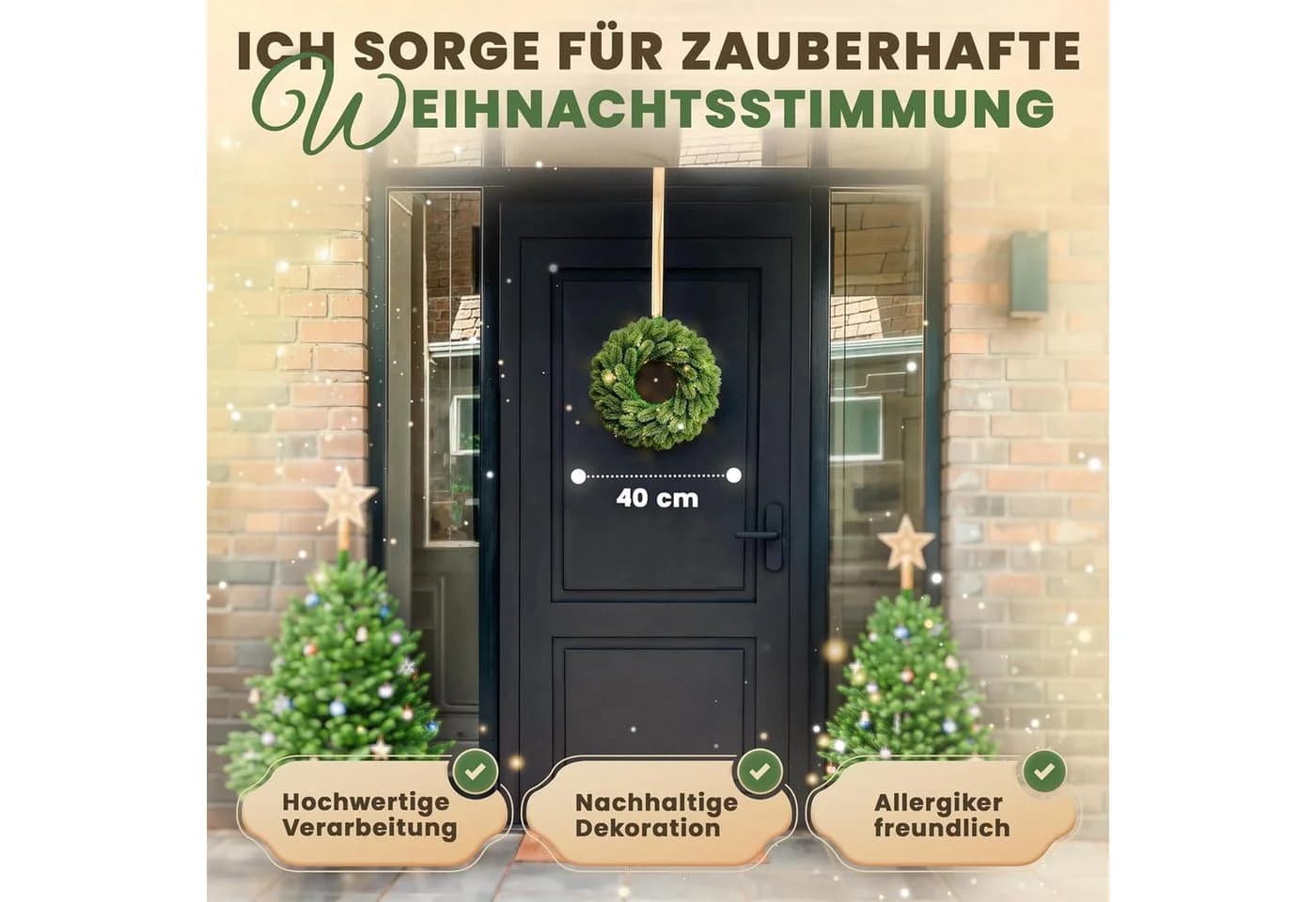 ArtiTree Weihnachtskranz Türkranz künstlich 40-120 cm mit/ohne LED