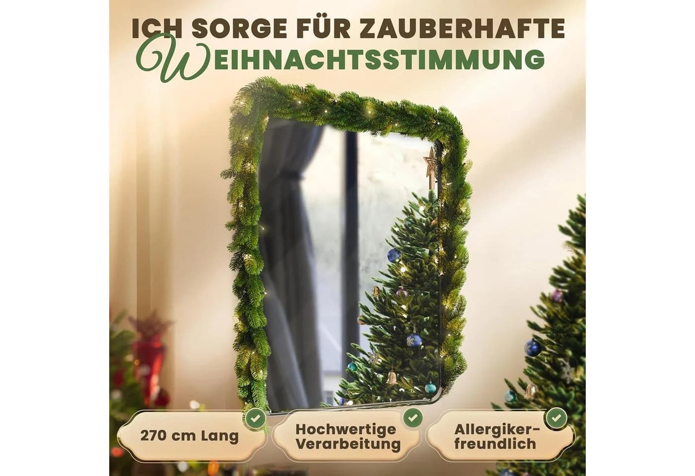 ArtiTree Tannengirlande 270-1000 cm mit/ohne LED