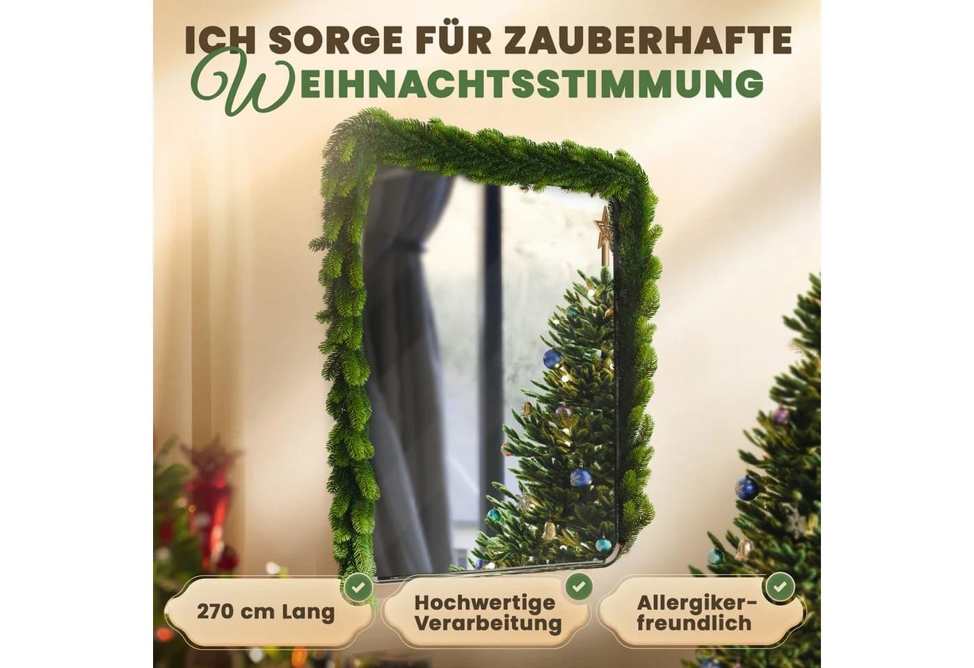 ArtiTree Kunstgirlande Tannengirlande 270-1000 cm Grün mit/ohne LED