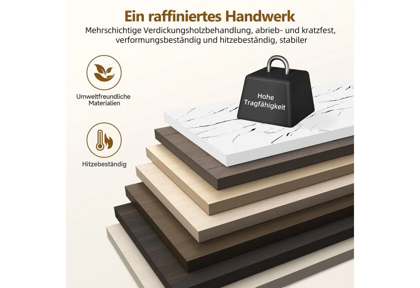 Hiazurm Couchtisch 2er Set Marmoroptik Schwarz
