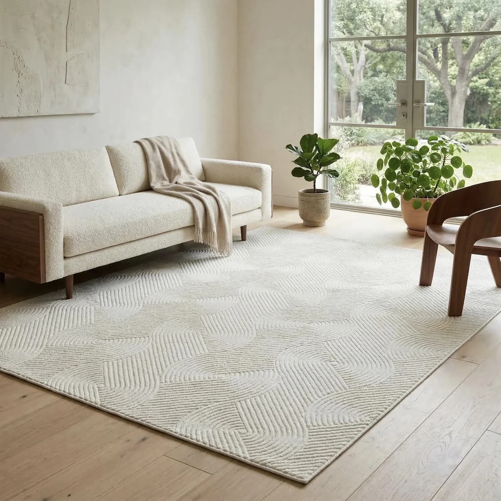 Teppich SEHRAZAT Nora Creme Polyester Polypropylen