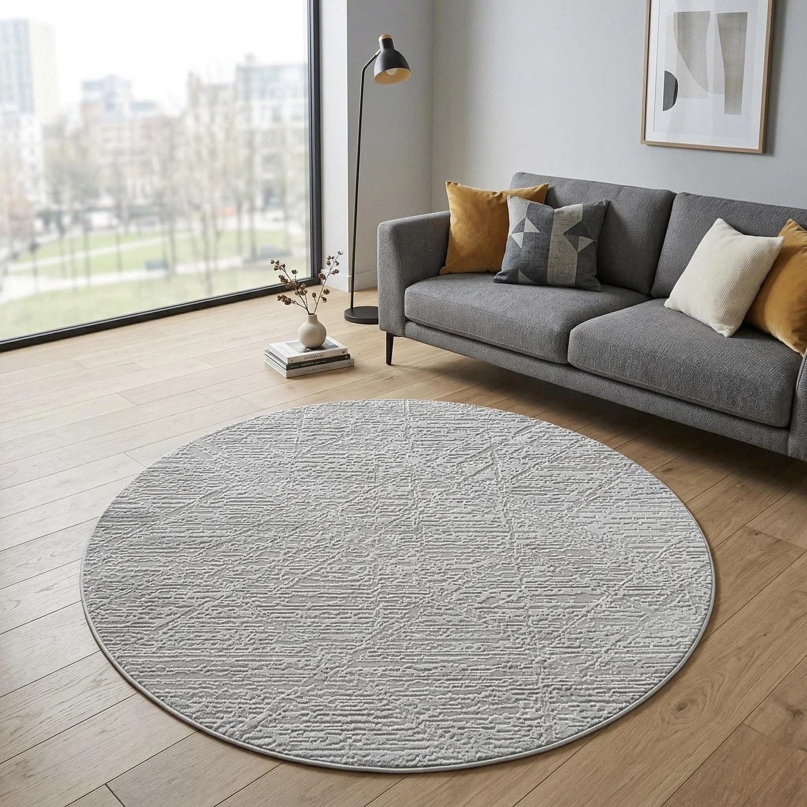 Teppich SEHRAZAT Moda 1200 Grau Rund 160cm