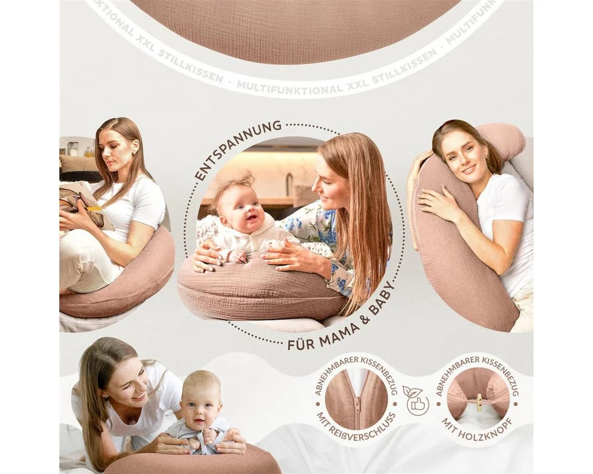 SEI Design Stillkissen XXL Babynest - Schwangerschaftskissen mit Bezug