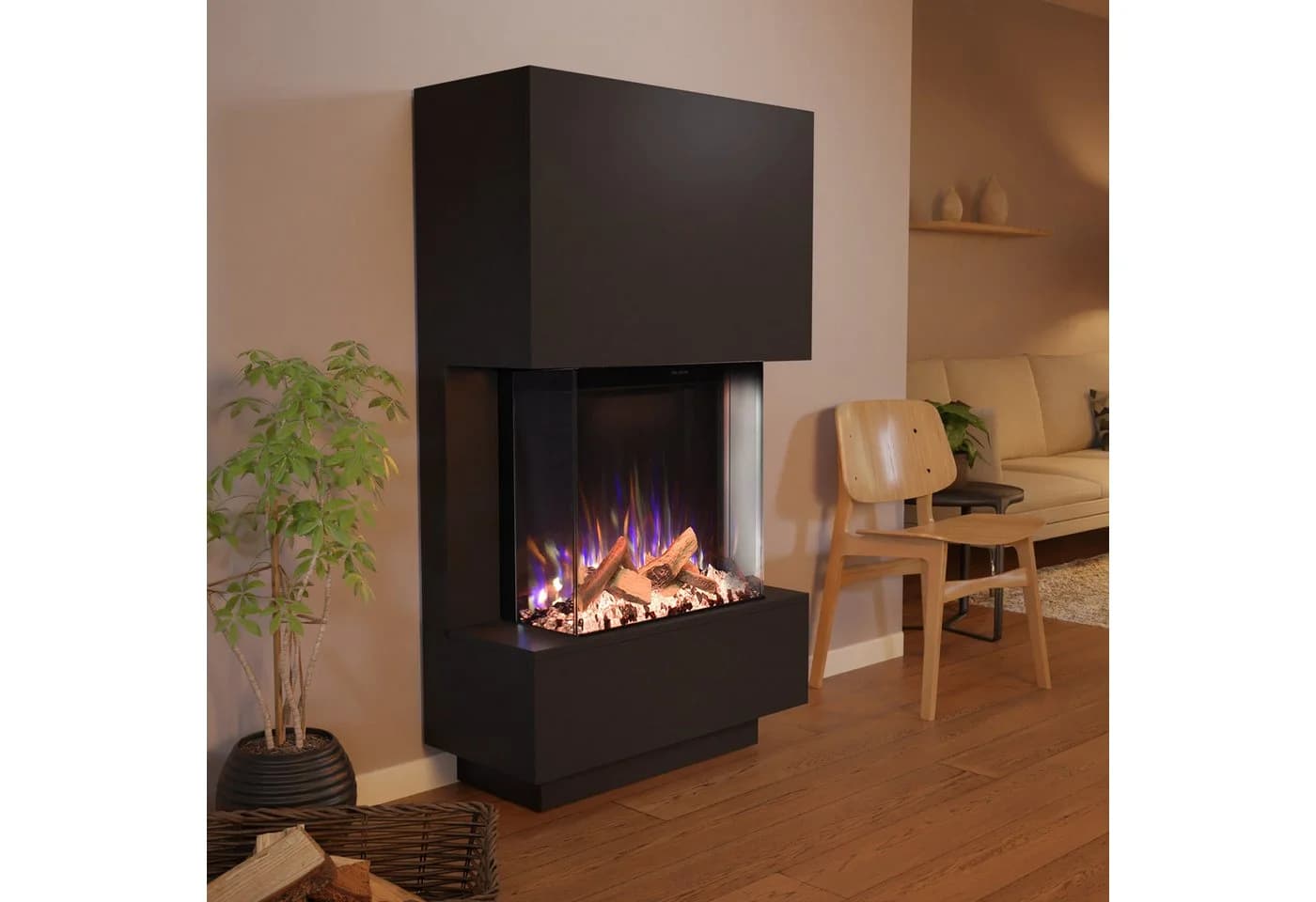 GLOW FIRE Elektrokamin PR14 E-Motion 3D Schwarz mit Heizung