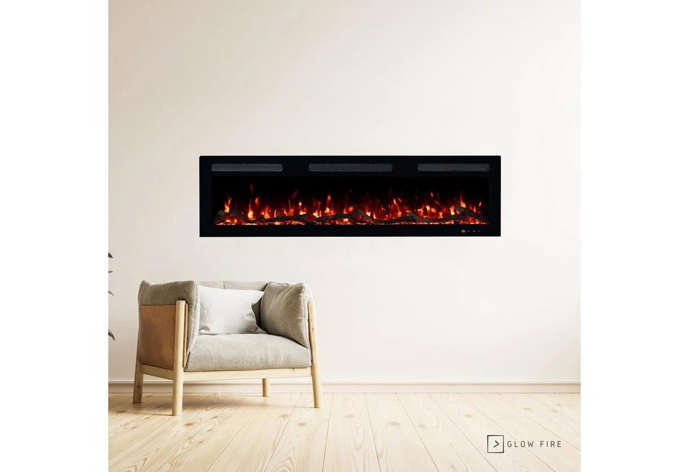 GLOW FIRE Elektrokamin Inside Wandkamin mit 3D Feuer und Heizung, LED