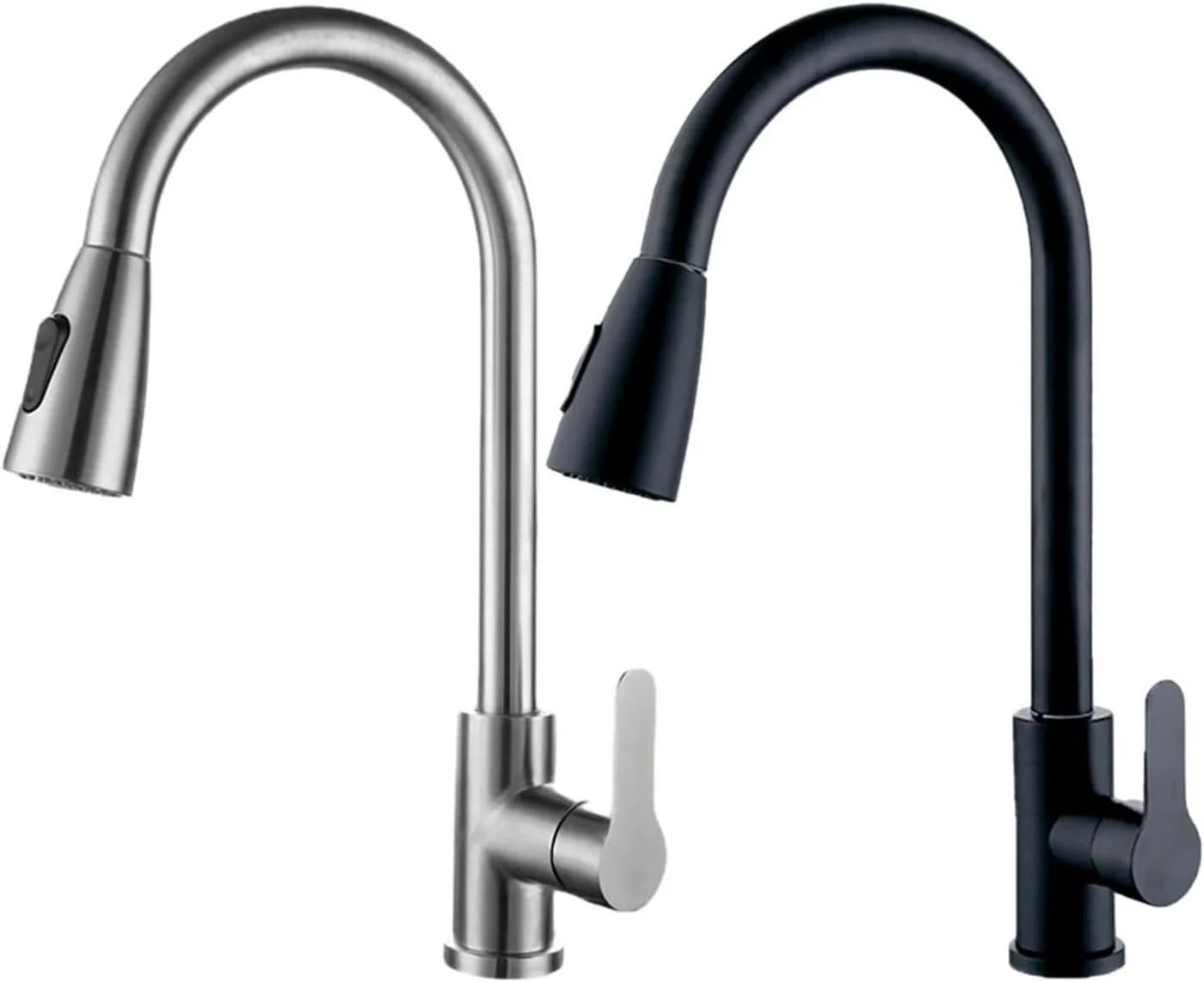 Faizee Home Küchenarmatur Wave Schwarz & Chrom mit Ausziehbrause