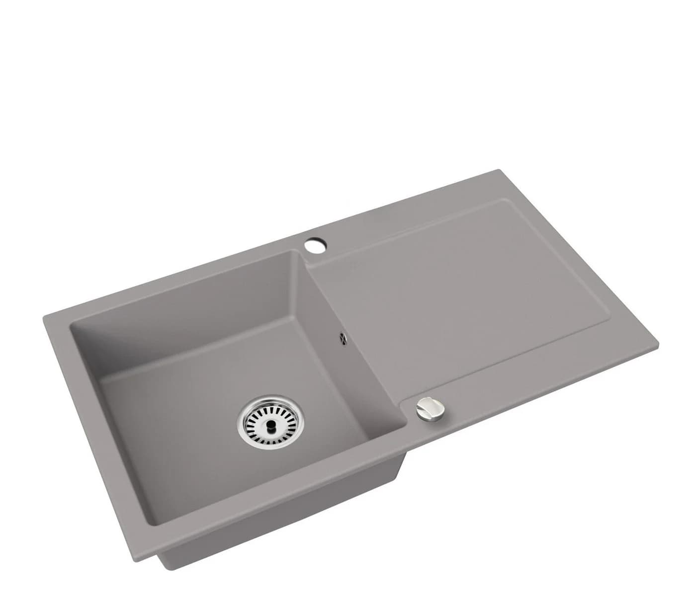 Faizee Home Granitspüle Element Grau mit Abtropffläche & Siphon