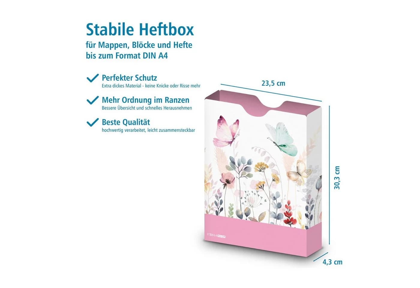 itenga Heftbox DIN A4 Hochformat PP Schmetterling