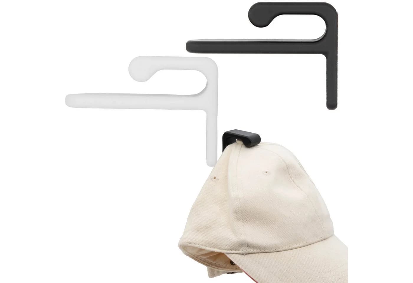 TSB Werk Garderobenhaken Cap Wandhalterung Basecap Halter Mütze Wand (12 St) Schwarz Kunststoff