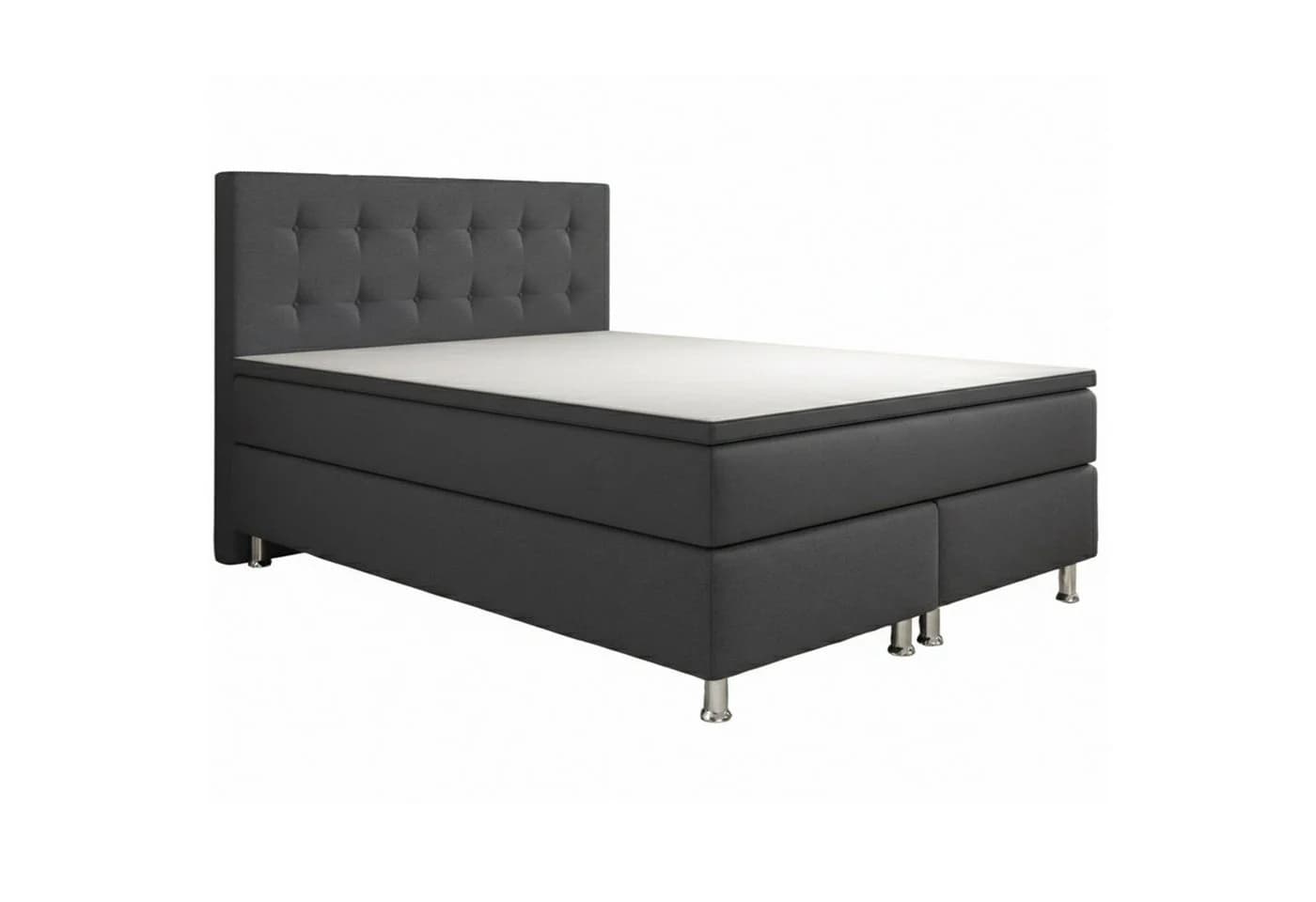 M-Punkt24 Boxspringbett MONZA 180x200 cm Grau Anthrazit mit Topper