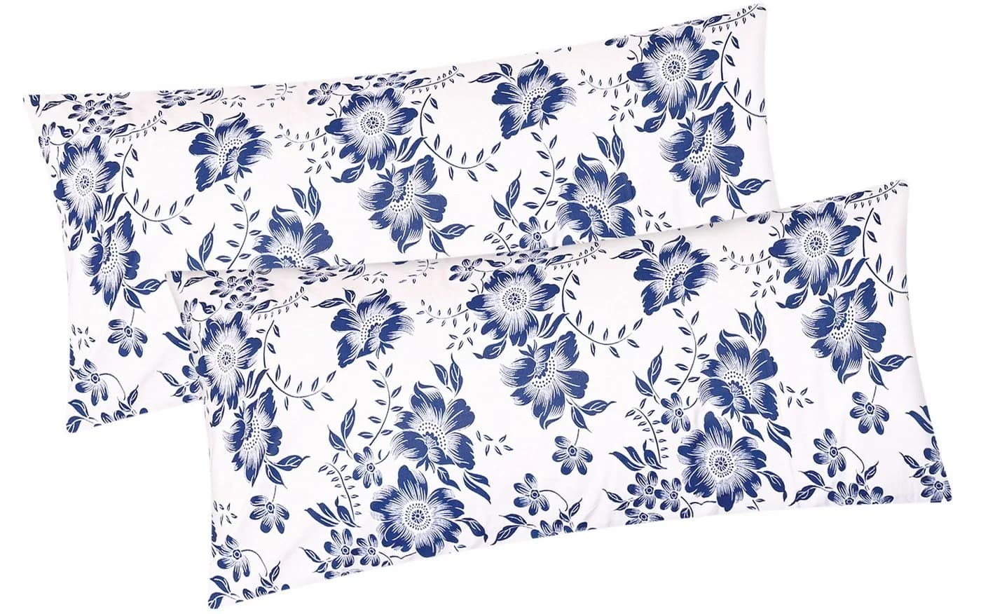 Heubergshop Kissenbezug 2er Set 40x80cm 100% Baumwolle Blumen Weiß