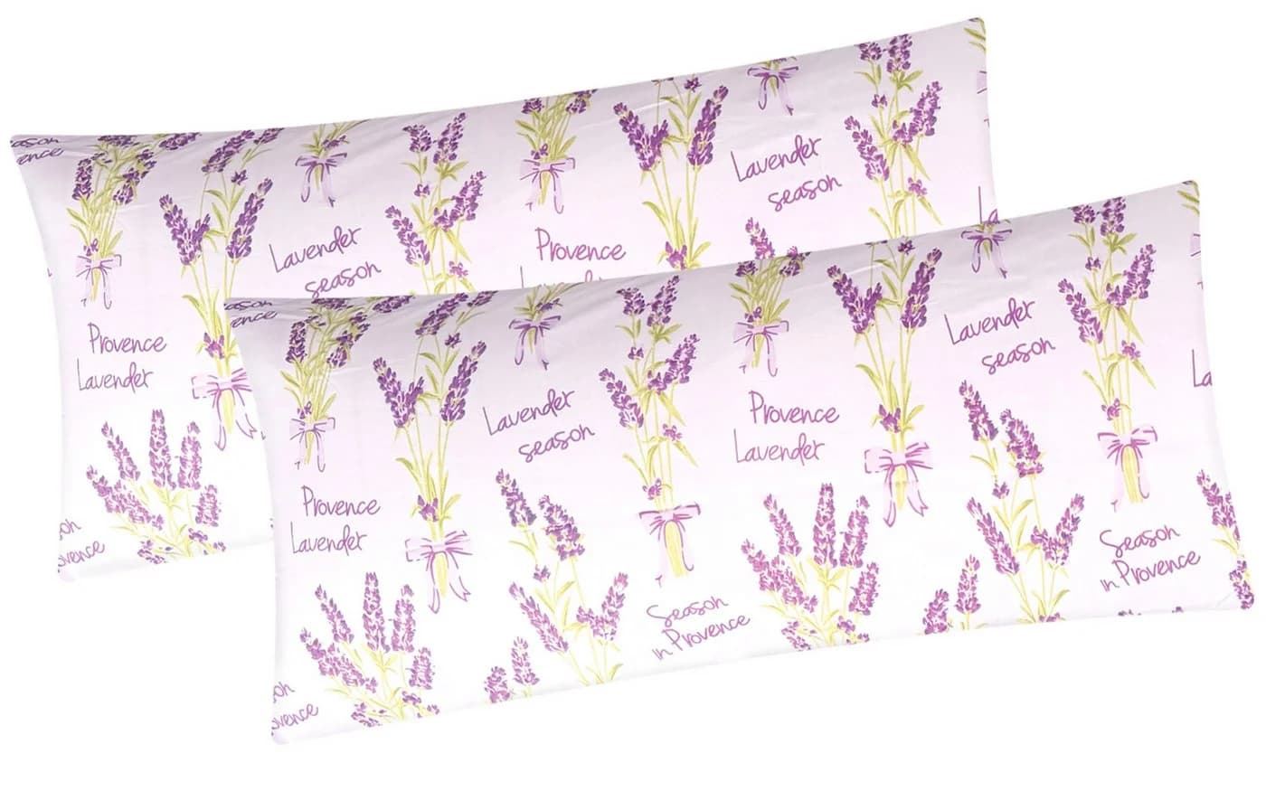 Heubergshop Kissenbezug 2er Set 40x80cm Baumwolle Lavendel Blumen