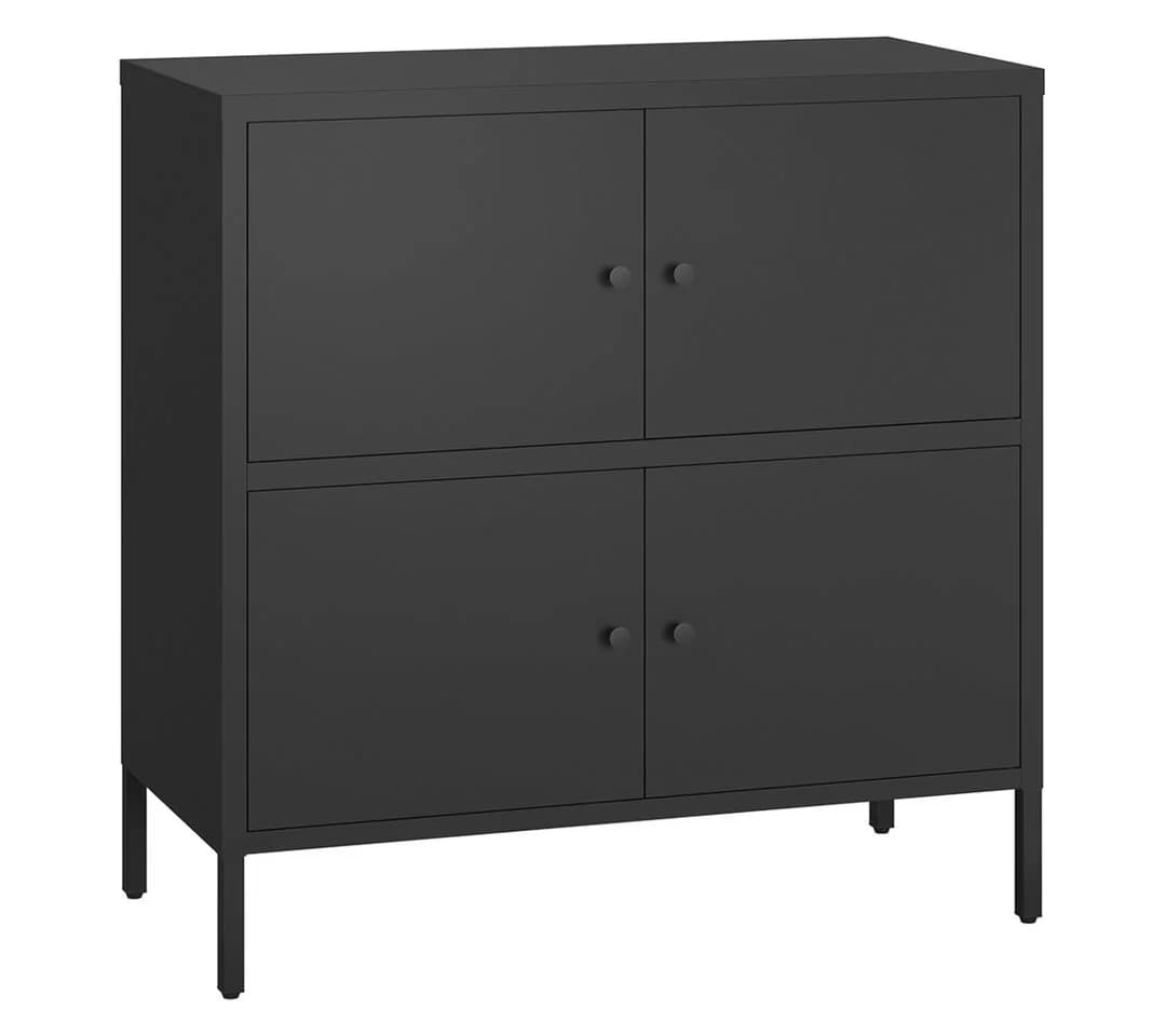 skølm Kommode Atriona Metall 2 Fächer 4 Türen Schwarz