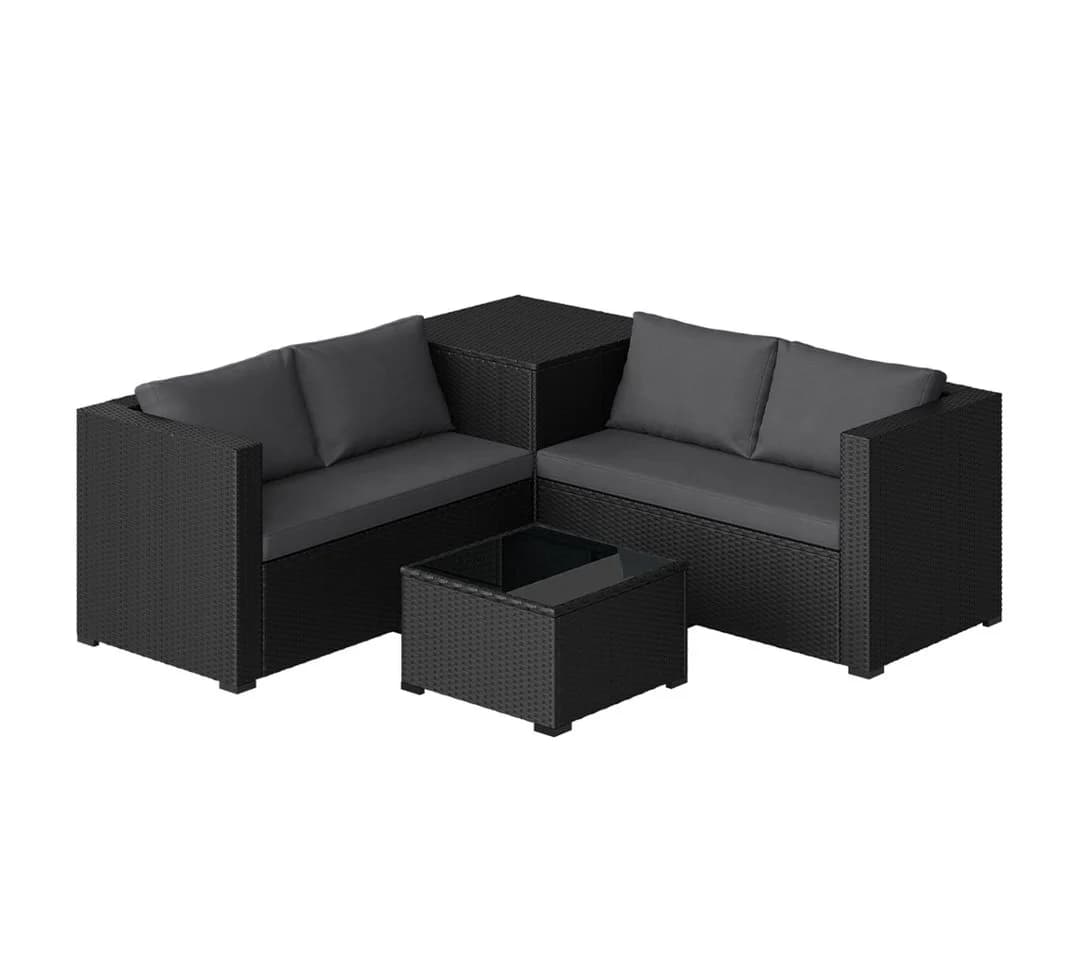 STEELSØN Veloria Lounge-Sitzgruppe Schwarz Anthrazit 4-tlg.