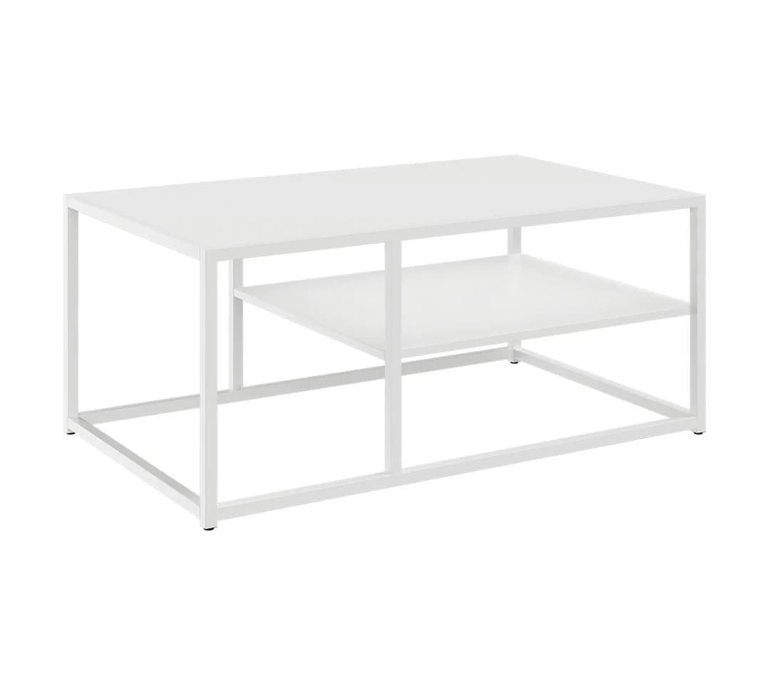skølm Couchtisch Skadi Metall Weiß mit 2 Ablagen
