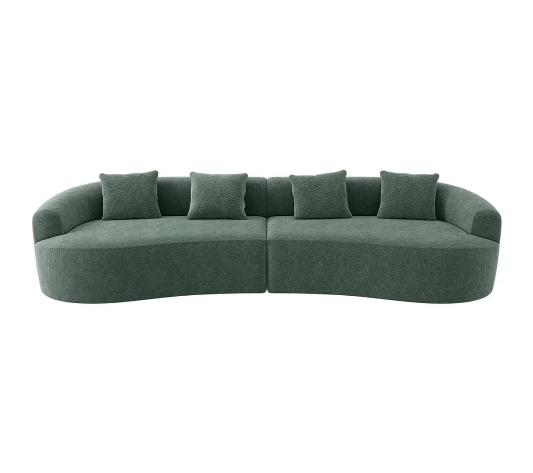 skølm Sofa Loki Teddy-Bouclé-Stoff 4-Sitzer Dunkelgrün