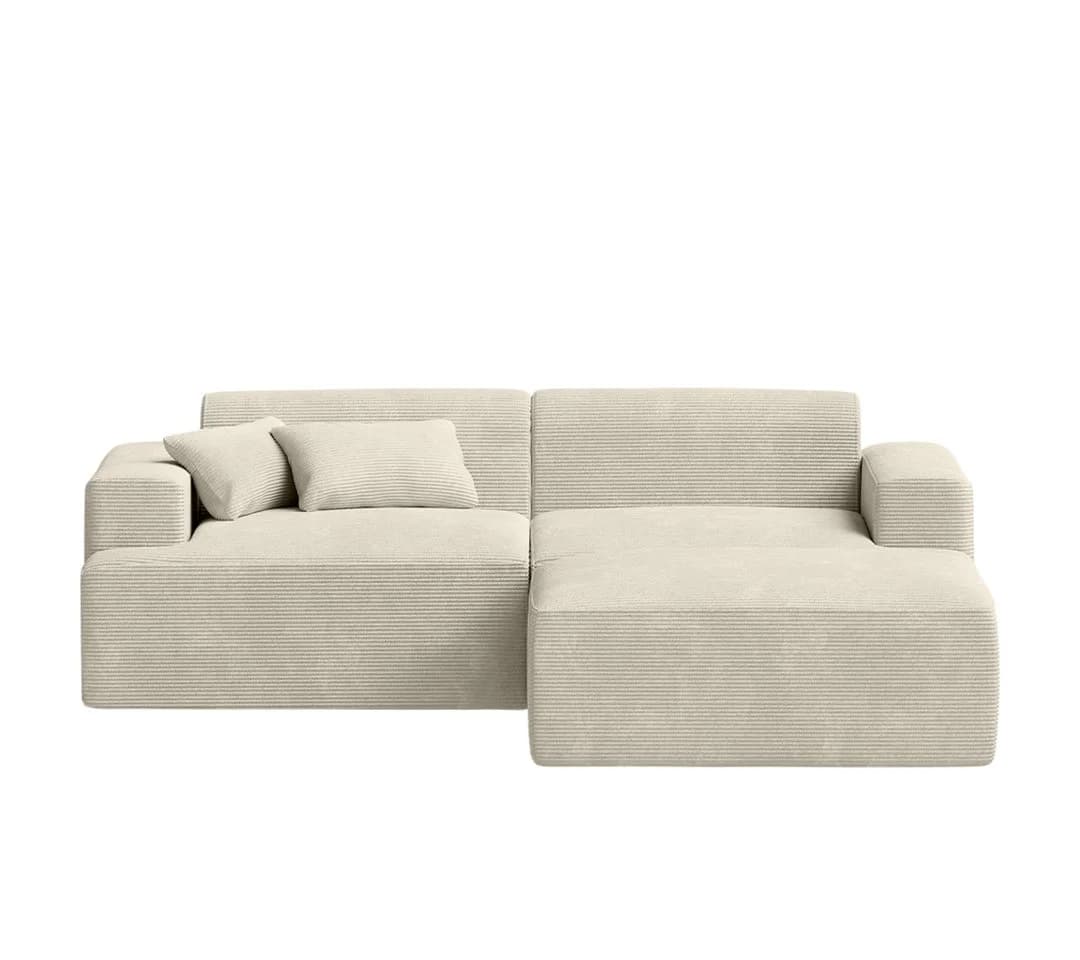 skølm Sofa Freki aus Cord, Beige, 3-Sitzer inkl. Hocker und 2 Kissen