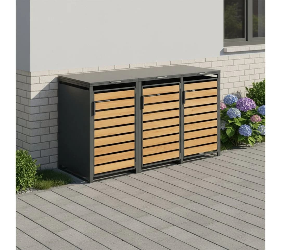 STEELSØN Mülltonnenbox Kestra 120L Holzoptik