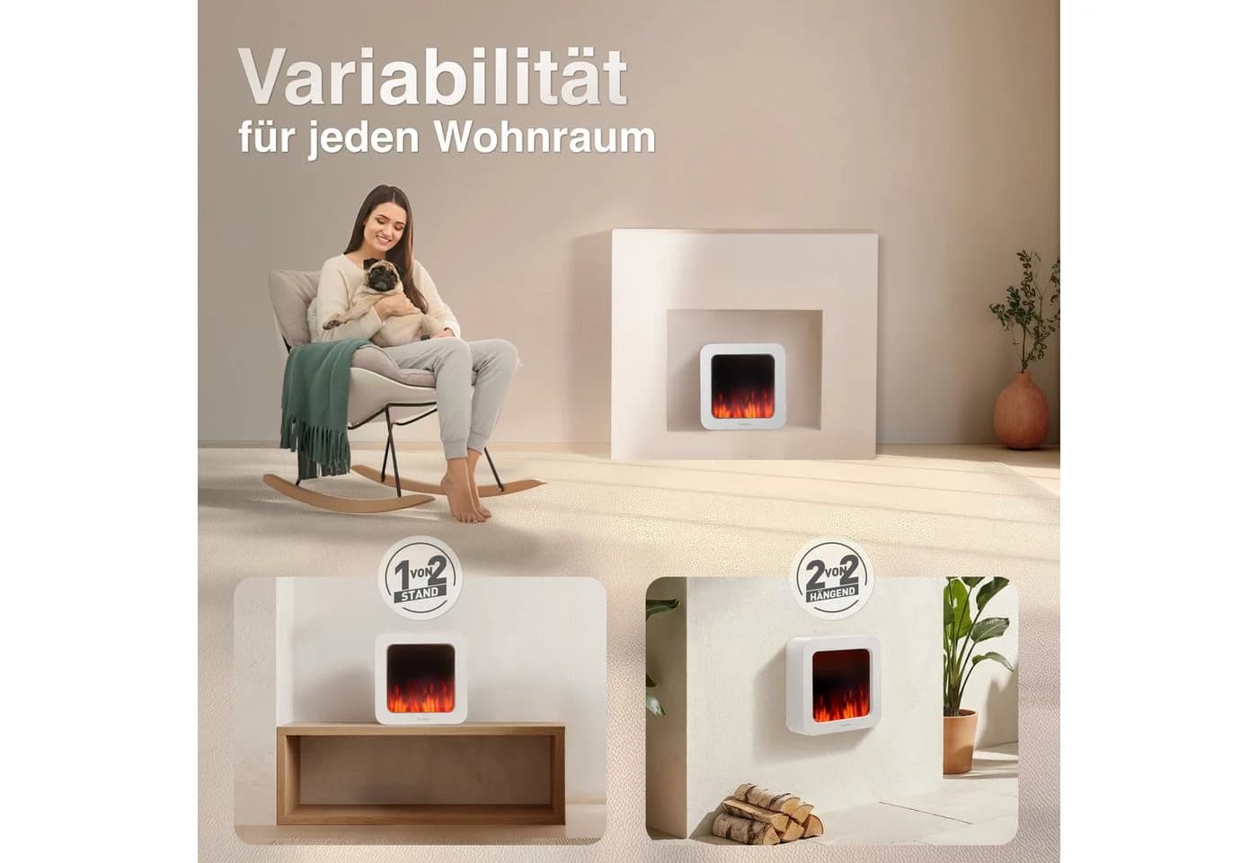 KAMINIO Tischfeuer MIA 3D-Flammeneffekt Elektrisch Weiß