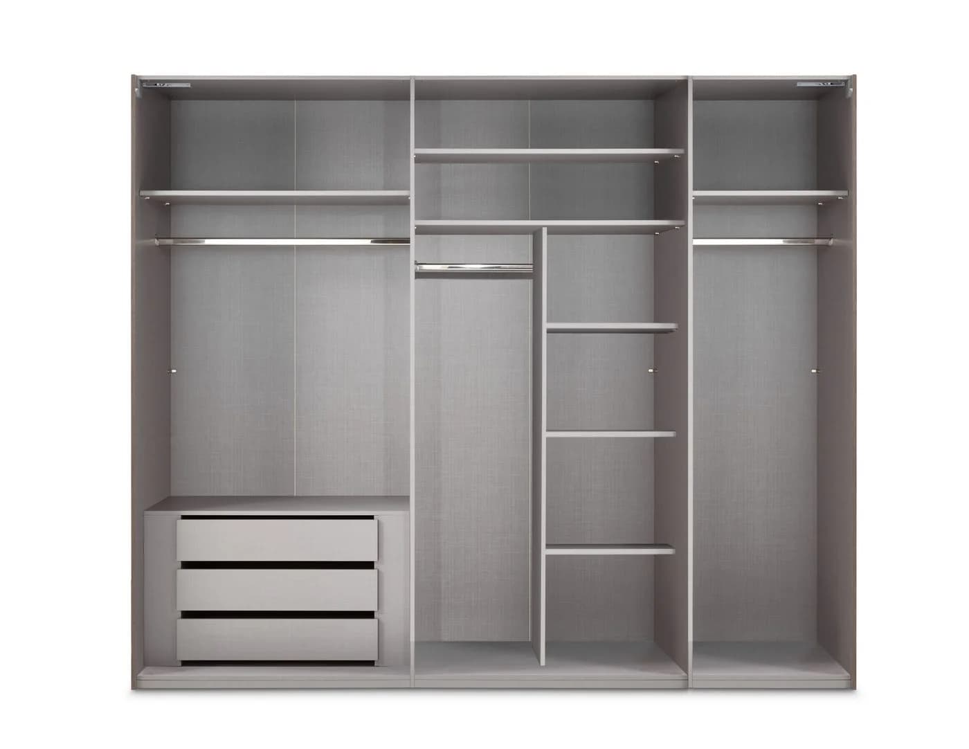 luma-home Schwebetürenschrank 22033 Weiß mit Glasfront und Spiegeltür