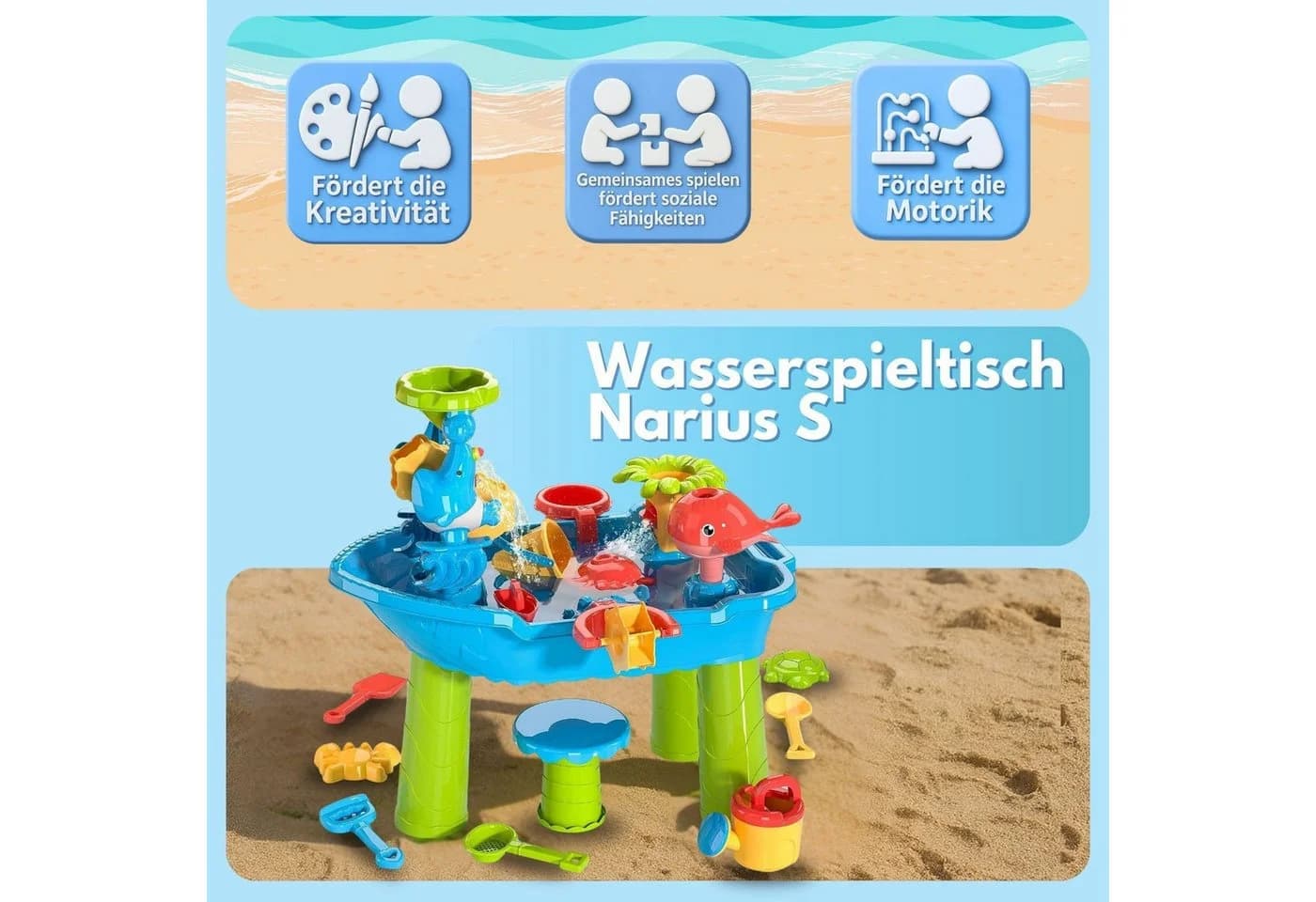 Coemo Wasserspieltisch NARIUS S 20-tlg. Sand- und Wasserspieltisch Bunt
