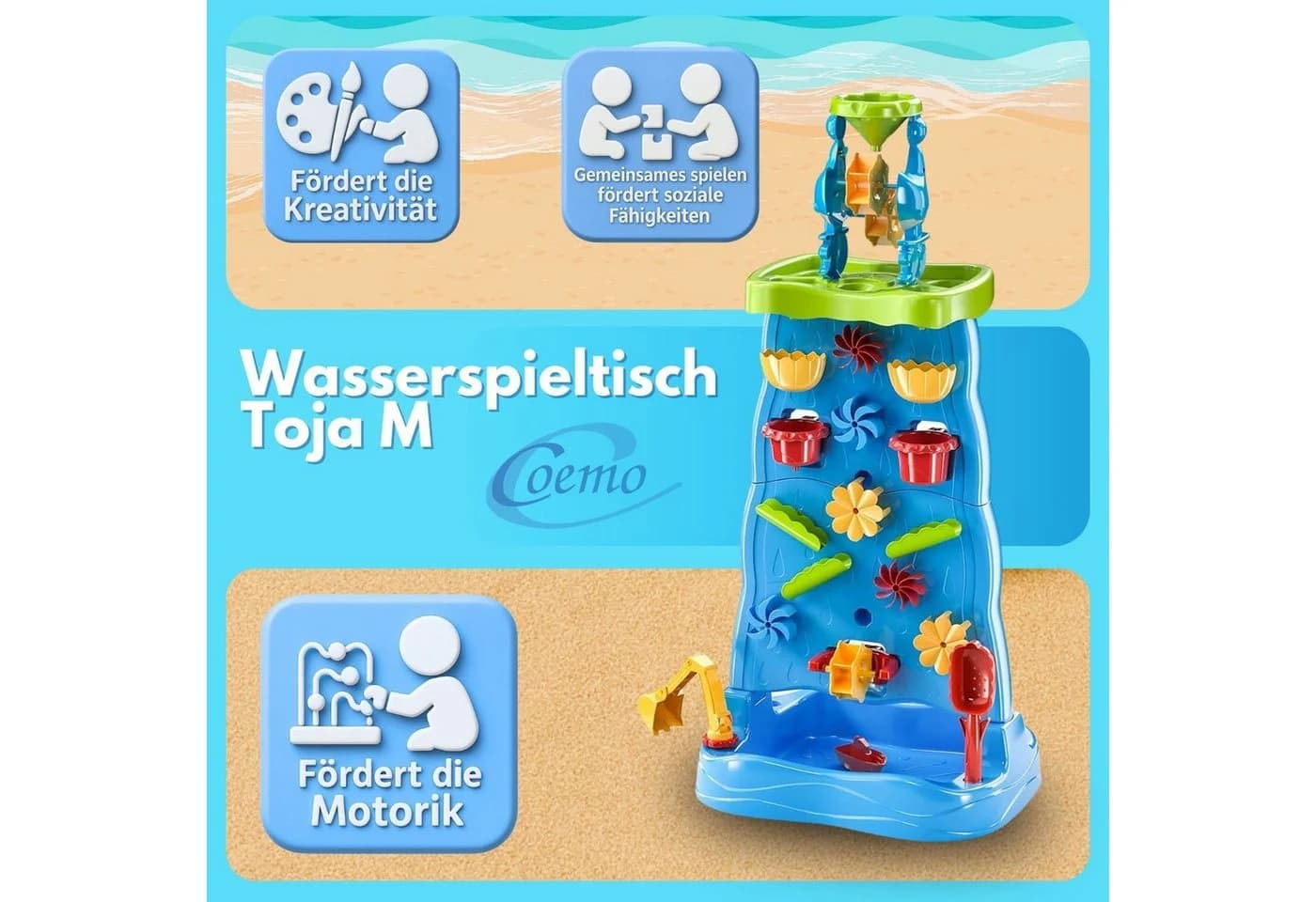 Coemo Wasserspieltisch TOJA mit Wasserfall & Zubehör