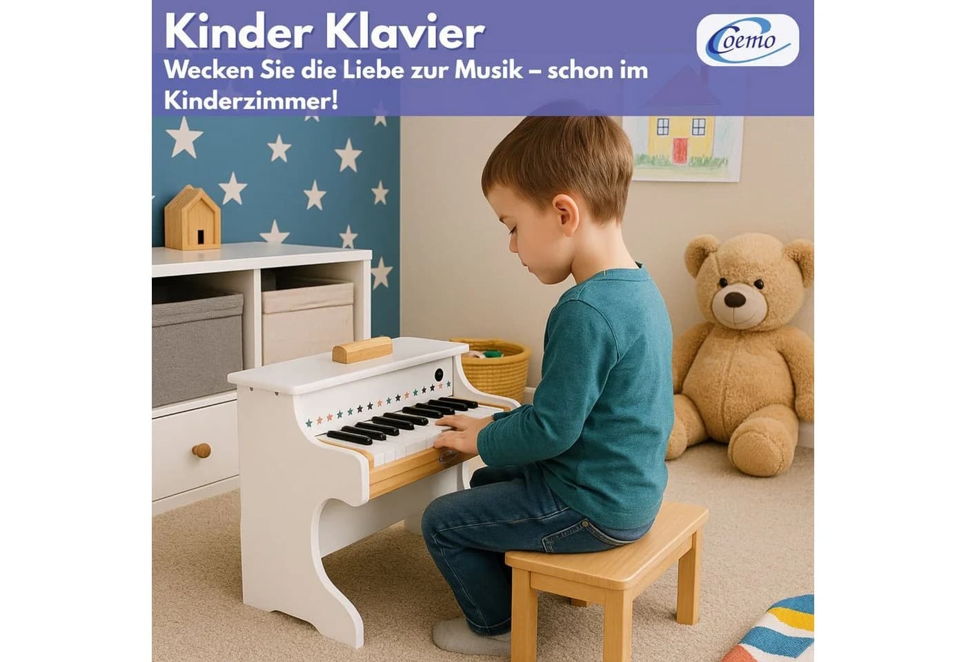 Coemo Kinderklavier Spielzeugklavier Weiß