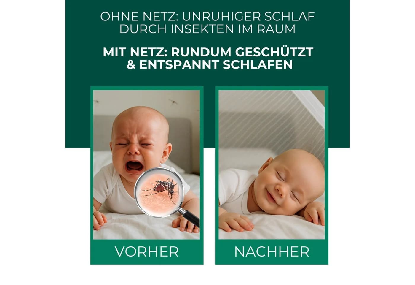 Silberkraft Betthimmel Insektenschutz 150x70x90 cm - Mückennetz