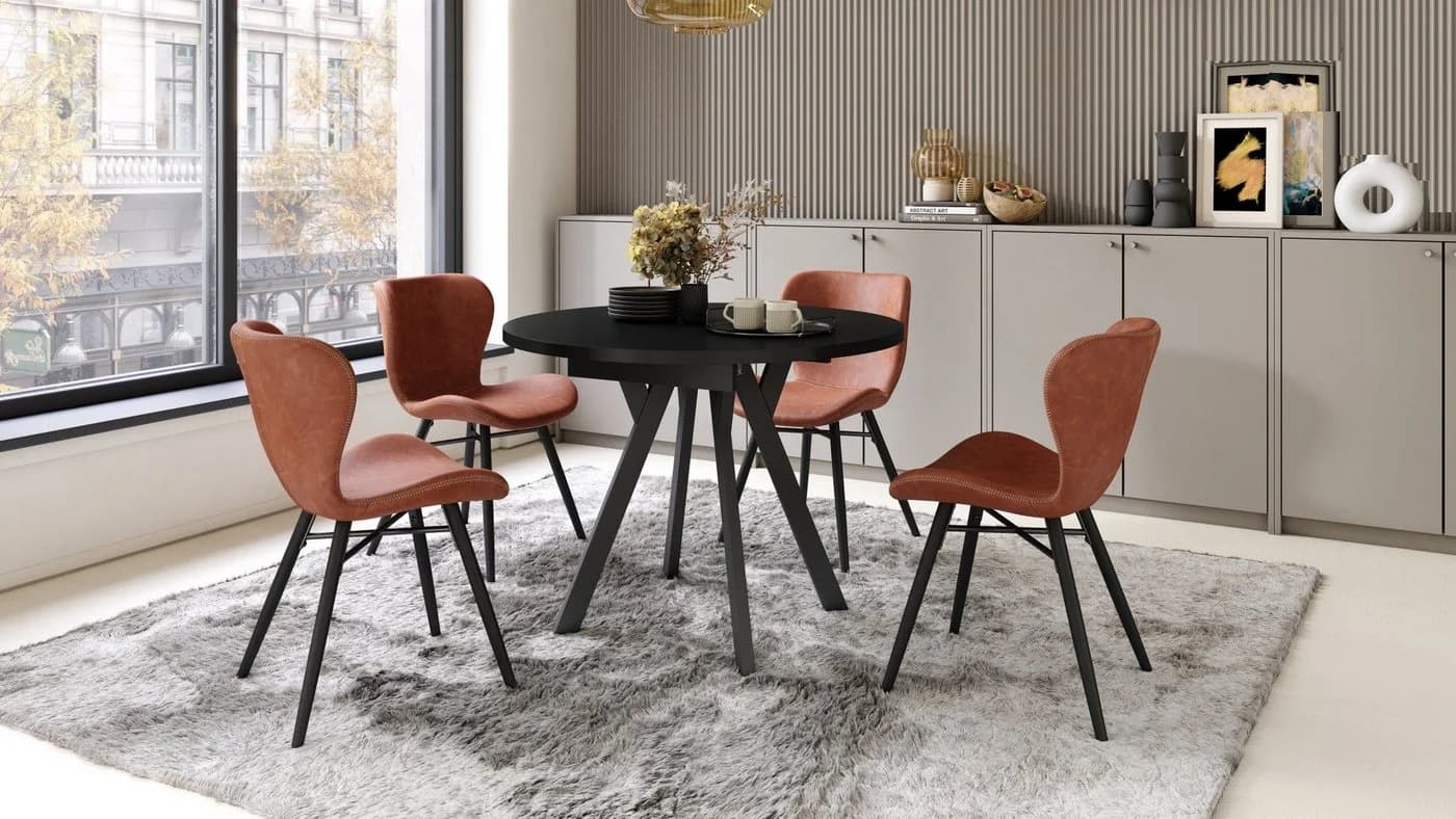 designimpex Esstisch Almo Ausziehbar Schwarz Modern