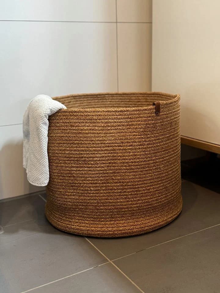 Seyila Home Aufbewahrungskorb Wäschekorb Baumwolle Jute Handmade